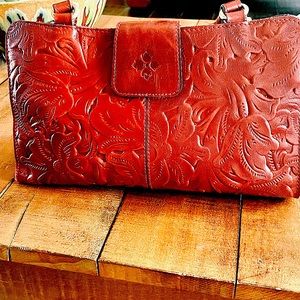 Patricia Nash Rienzo Satchel Ochre Leather with Dust Bag